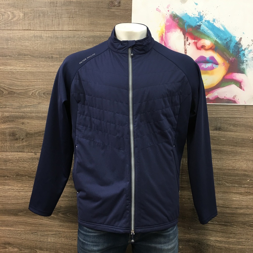 Peter Millar Merge Elite Hybrid Navy Full Zip Golf Jacket Men's XXL Wind Water